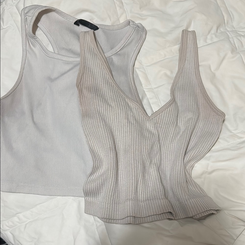 Women's Ribbed Tank Tops - Cream